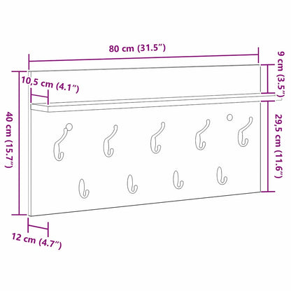 Appendiabiti a muro con lo scaffale Rovere fumé 80 x 40 x 12 cm