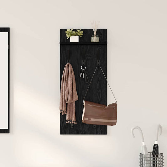 Appendiabiti a muro con lo scaffale Rovere Nero 40 x 10 x 90 cm | homemem39