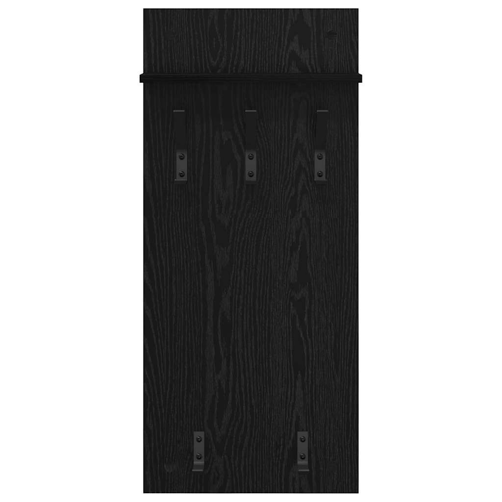 Appendiabiti a muro con lo scaffale Rovere Nero 40 x 10 x 90 cm