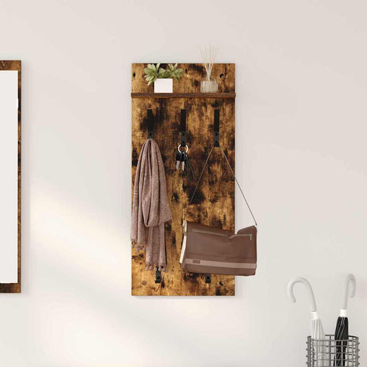 Appendiabiti a muro con lo scaffale Rovere fumé 40 x 10 x 90 cm | homemem39