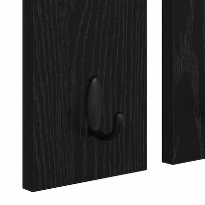Appendiabiti a muro con lo scaffale Rovere nero 85 x 10 x 45 cm | homemem39