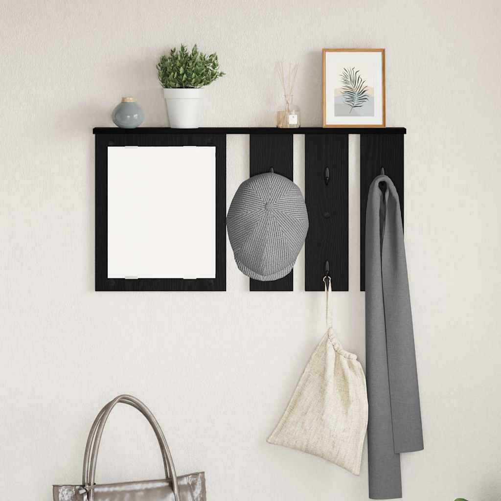 Appendiabiti a muro con lo scaffale Rovere nero 85 x 10 x 45 cm | homemem39