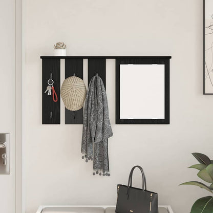 Appendiabiti a muro con lo scaffale Rovere nero 85 x 10 x 45 cm | homemem39