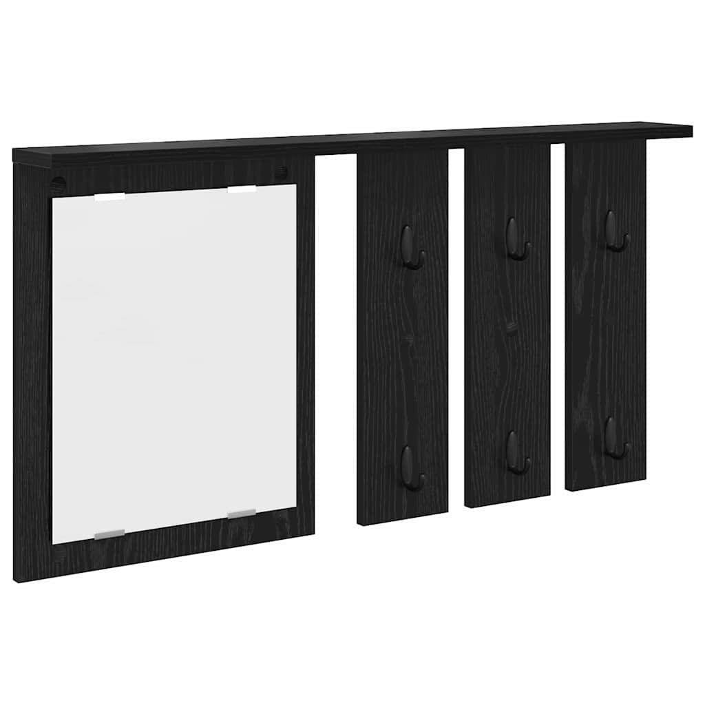 Appendiabiti a muro con lo scaffale Rovere nero 85 x 10 x 45 cm | homemem39