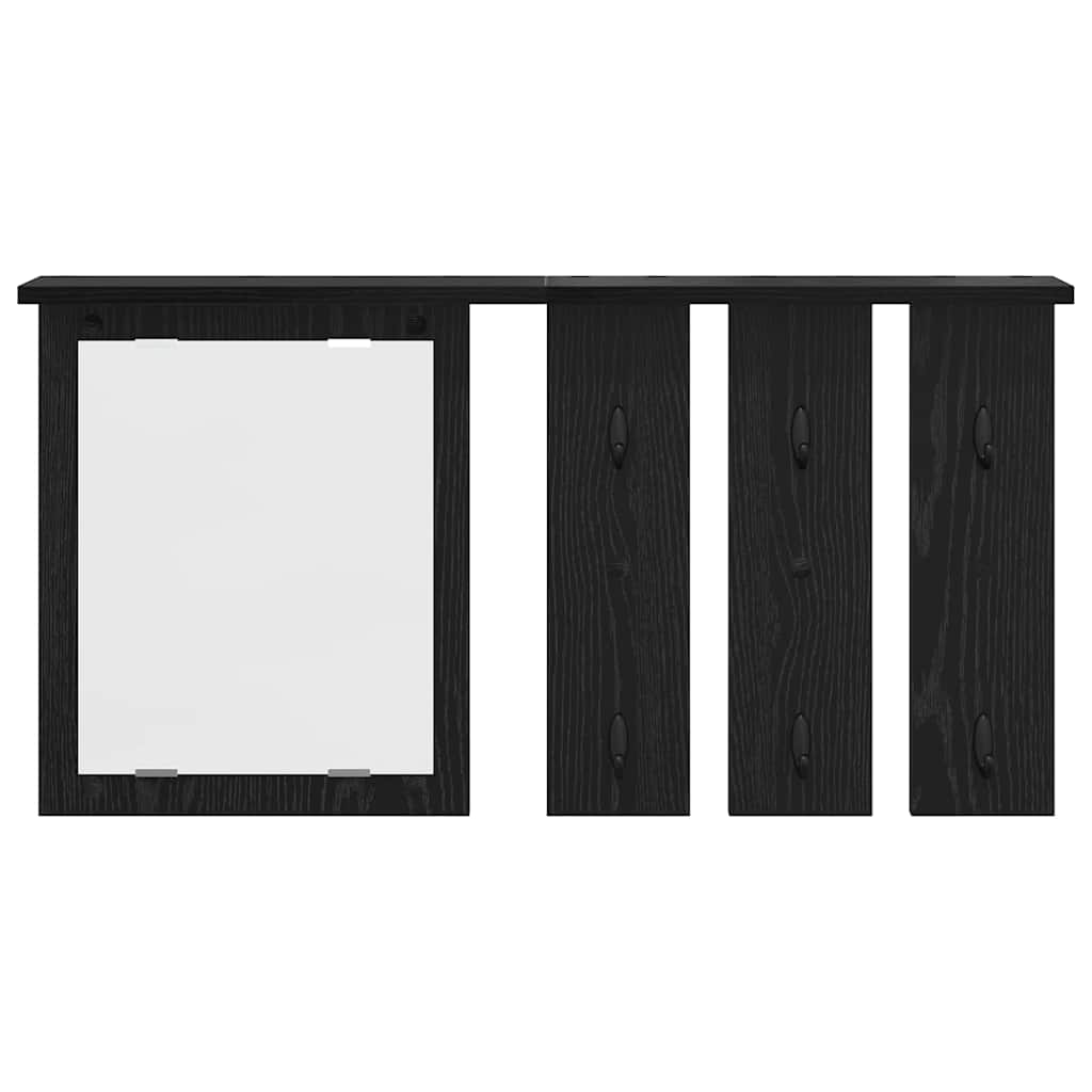 Appendiabiti a muro con lo scaffale Rovere nero 85 x 10 x 45 cm | homemem39