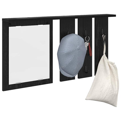 Appendiabiti a muro con lo scaffale Rovere nero 85 x 10 x 45 cm | homemem39
