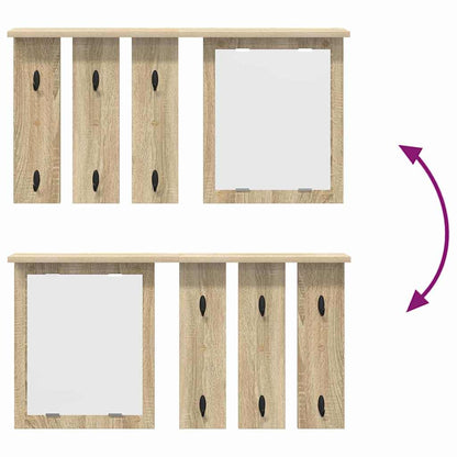Appendiabiti a muro con specchio rovere sonoma 85 x 10 x 45 cm | homemem39