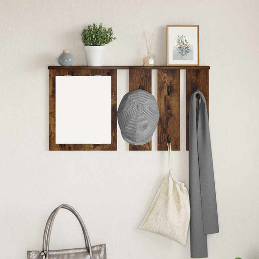 Appendiabiti a muro con lo scaffale Rovere fumo 85 x 10 x 45 cm | homemem39