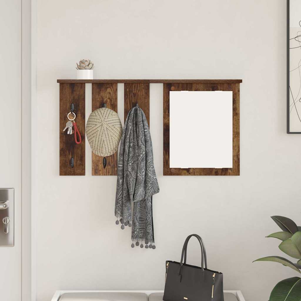 Appendiabiti a muro con lo scaffale Rovere fumo 85 x 10 x 45 cm | homemem39