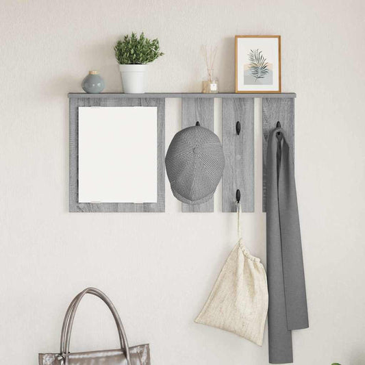 Appendiabiti a muro con specchio Grigio sonoma 85 x 10 x 45 cm