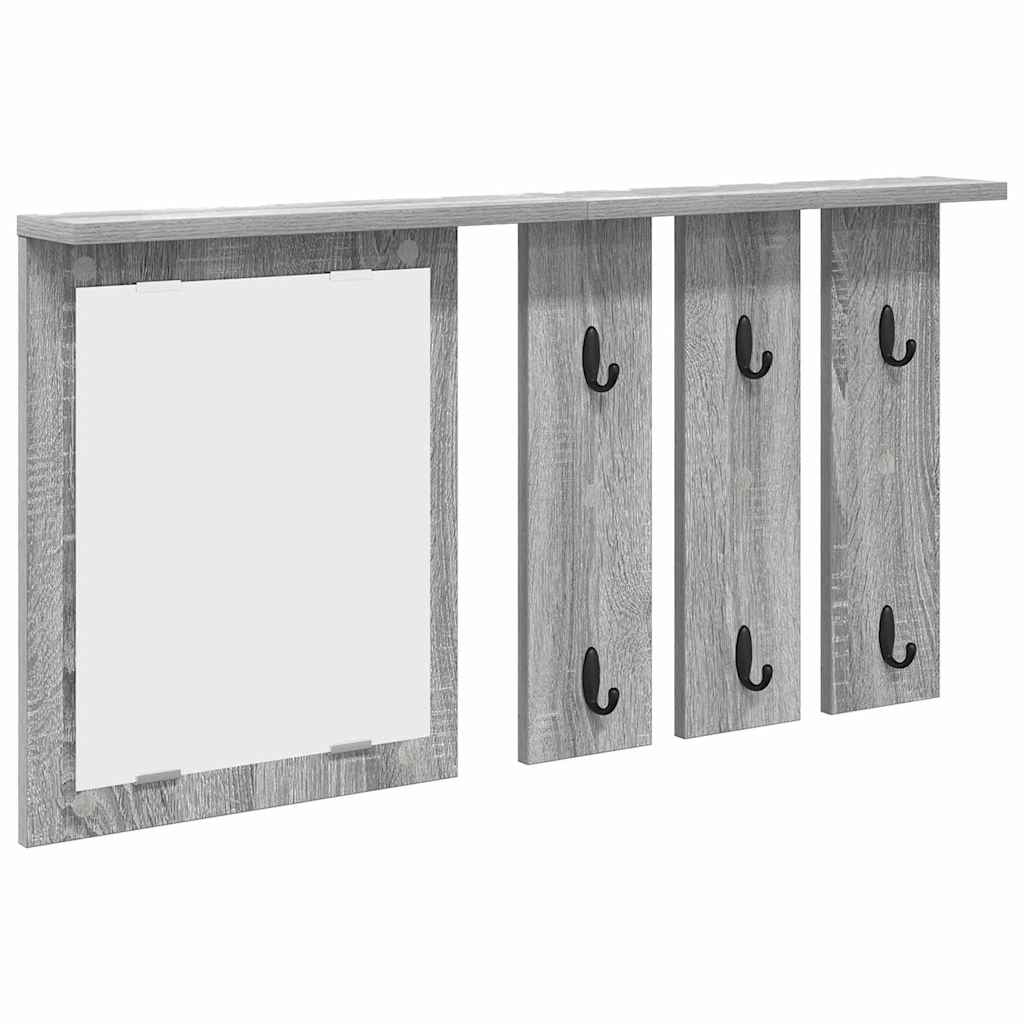 Appendiabiti a muro con specchio Grigio sonoma 85 x 10 x 45 cm | homemem39