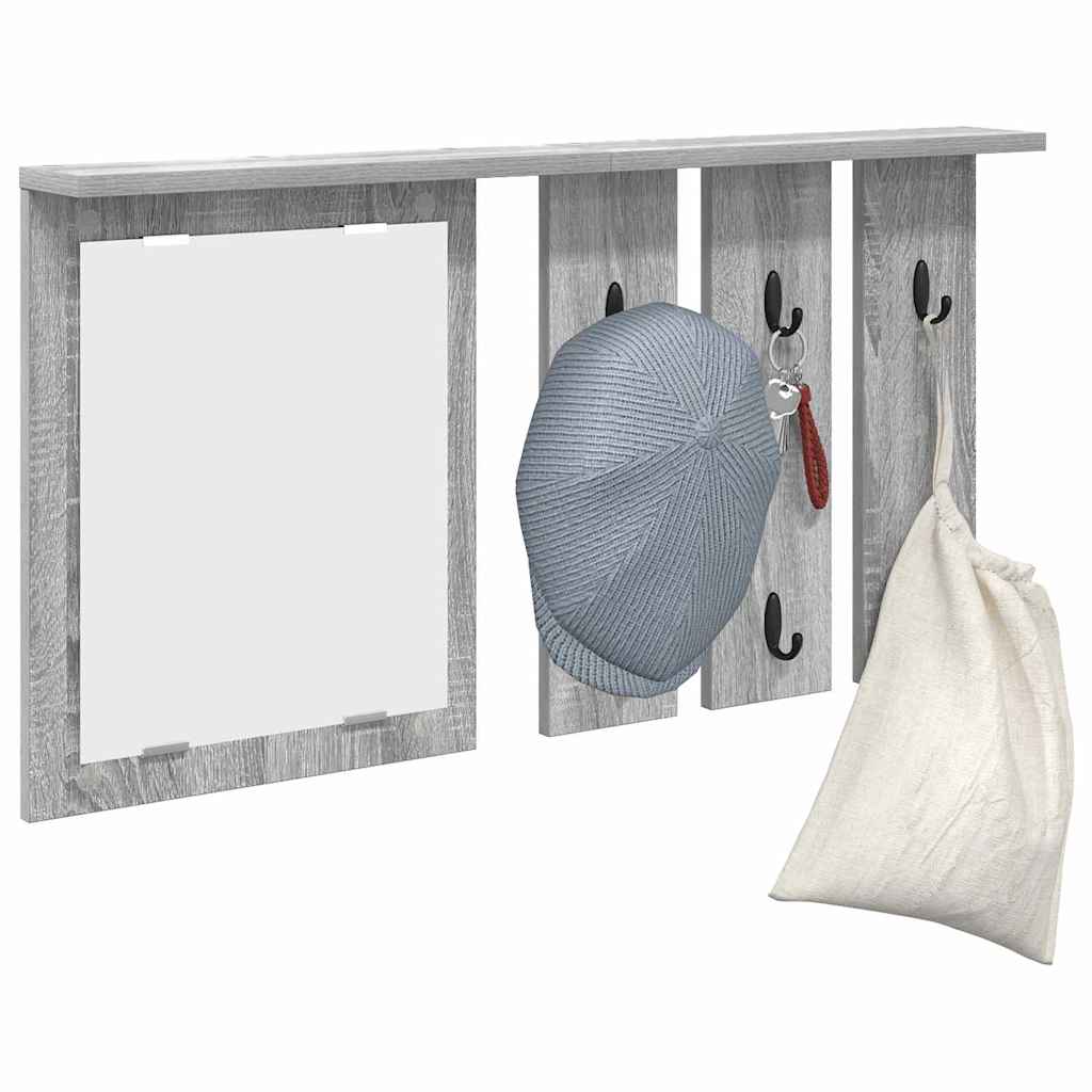 Appendiabiti a muro con specchio Grigio sonoma 85 x 10 x 45 cm | homemem39
