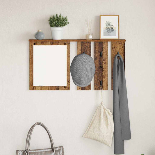 Appendiabiti a muro con specchio Legno vecchio 85 x 10 x 45 cm