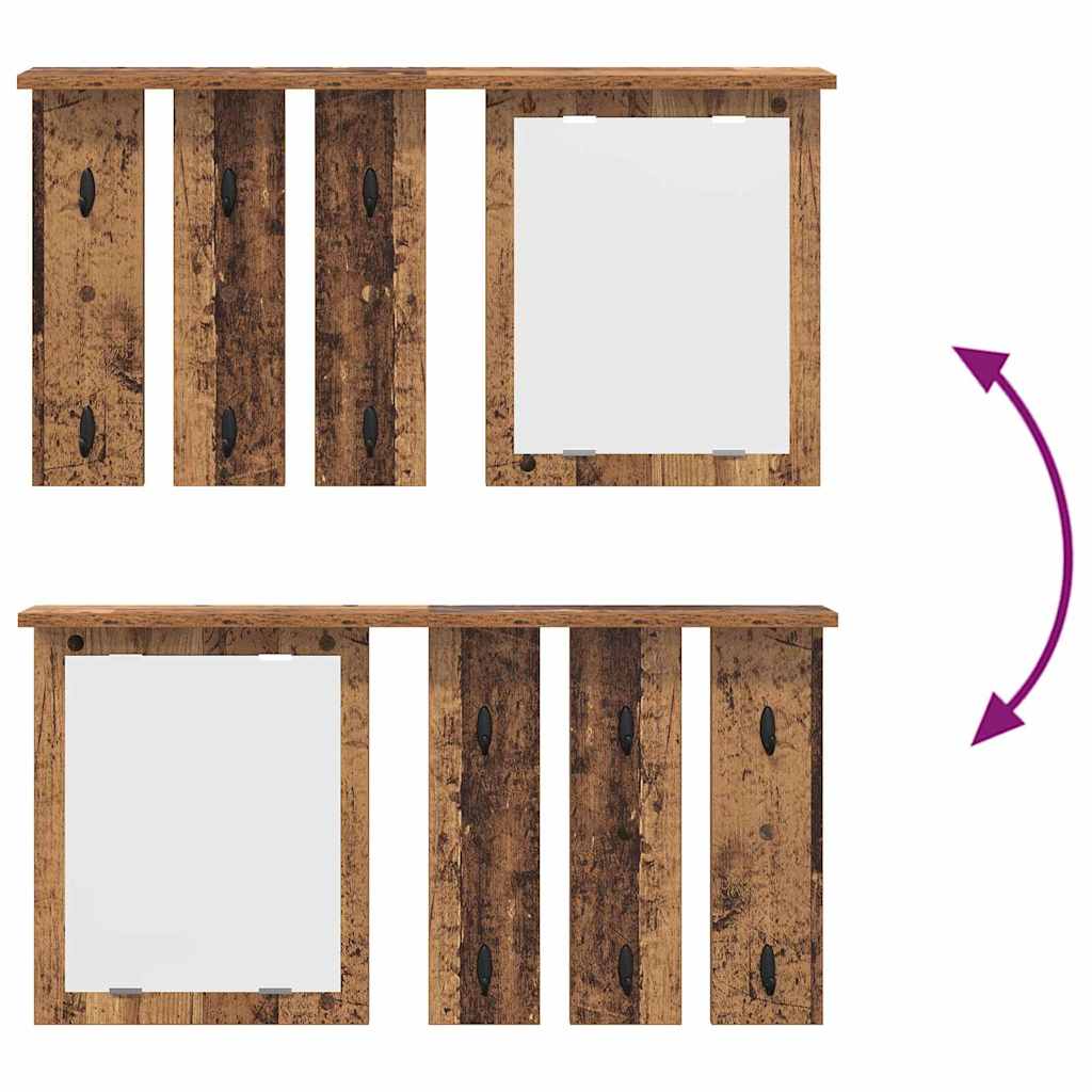 Appendiabiti a muro con specchio Legno vecchio 85 x 10 x 45 cm | homemem39