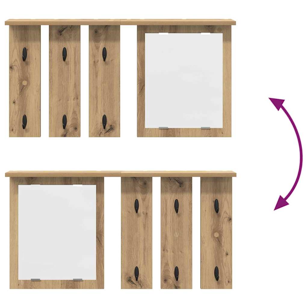 Appendiabiti a muro rovere artigianale 85 x 10 x 45 cm | homemem39
