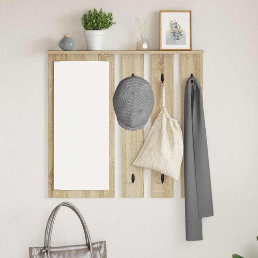 Appendiabiti a muro con specchio rovere sonoma 84 x 10 x 80 cm | homemem39