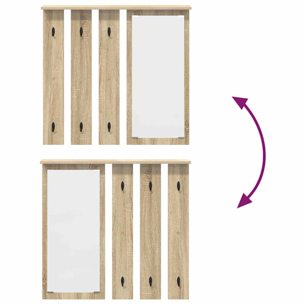 Appendiabiti a muro con specchio rovere sonoma 84 x 10 x 80 cm | homemem39