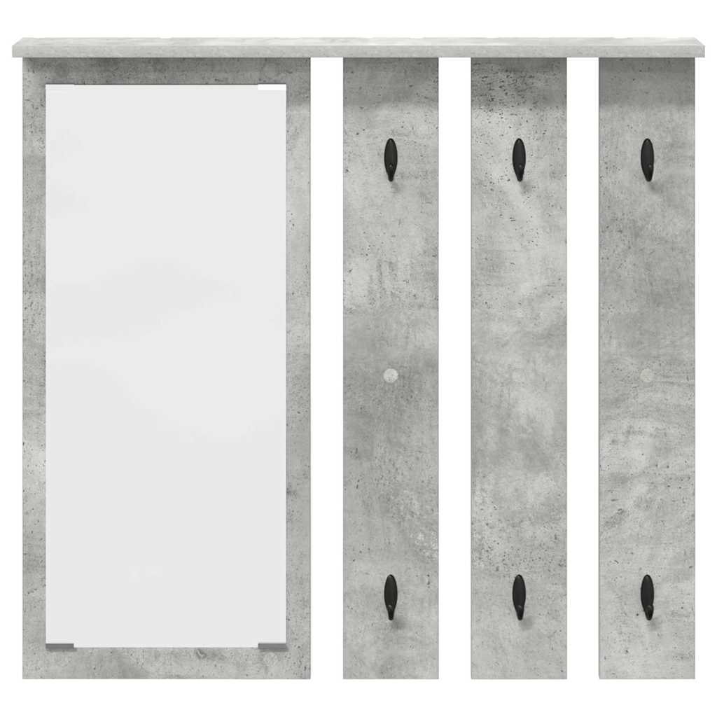 Appendiabiti a muro con specchio Grigio cemento 84 x 10 x 80 cm