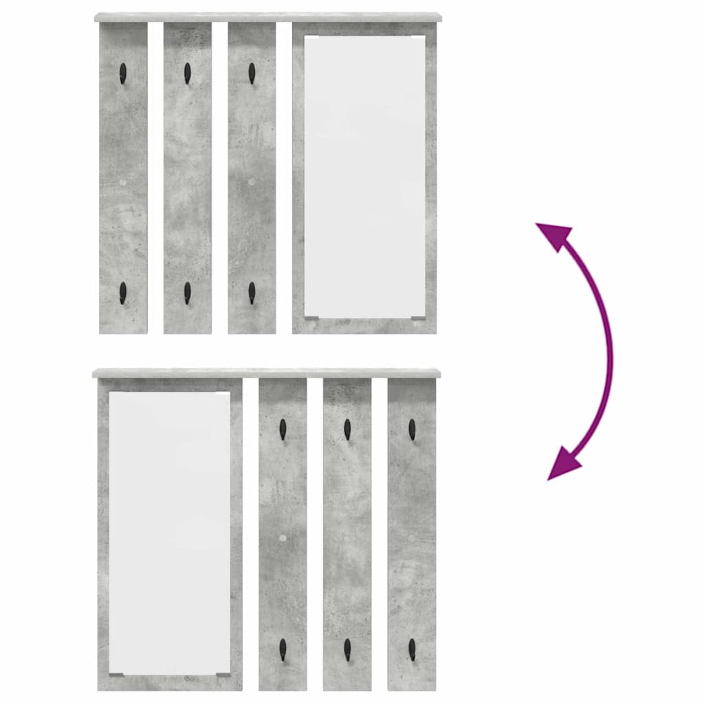 Appendiabiti a muro con specchio Grigio cemento 84 x 10 x 80 cm