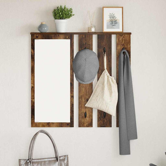 Appendiabiti a muro con lo scaffale Rovere fumo 84 x 10 x 80 cm