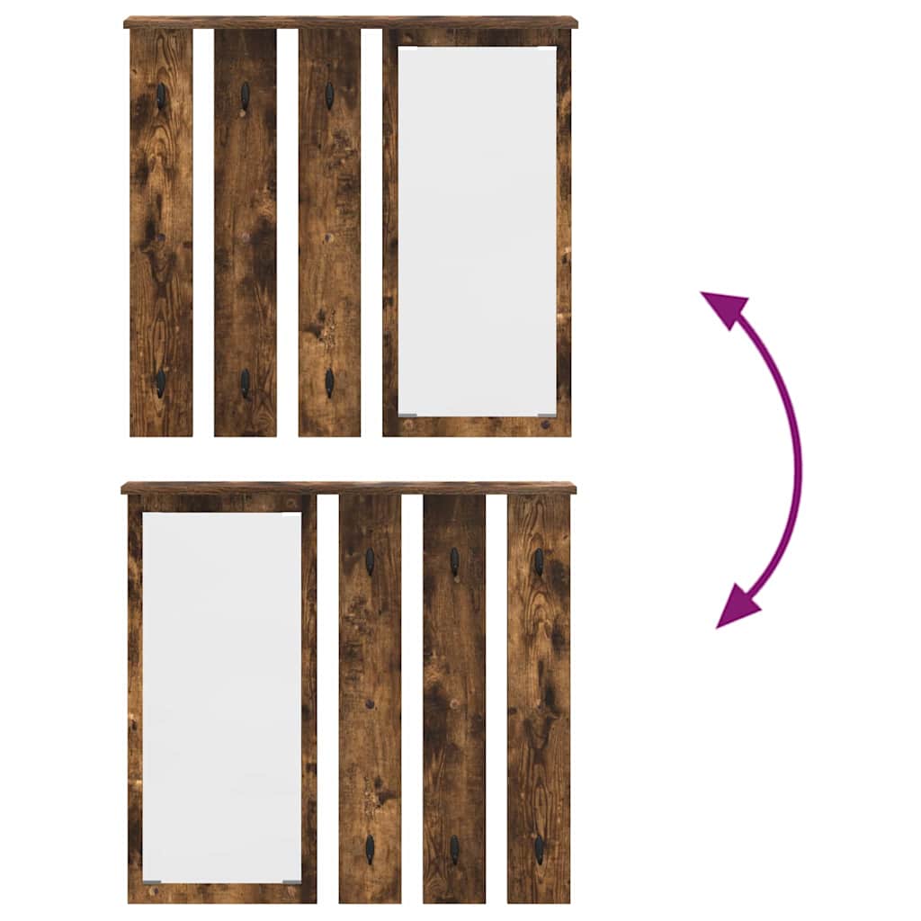 Appendiabiti a muro con lo scaffale Rovere fumo 84 x 10 x 80 cm