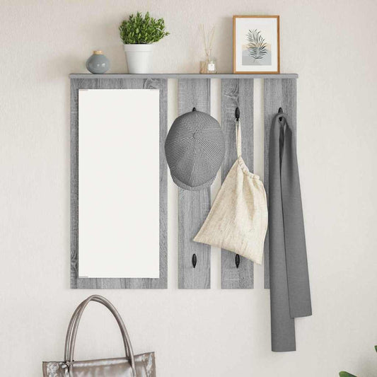 Appendiabiti a muro con specchio Grigio sonoma 84 x 10 x 80 cm | homemem39
