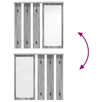 Appendiabiti a muro con specchio Grigio sonoma 84 x 10 x 80 cm