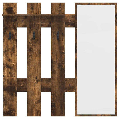 Appendiabiti a muro con specchio Rovere fumé 100 x 10 x 100 cm