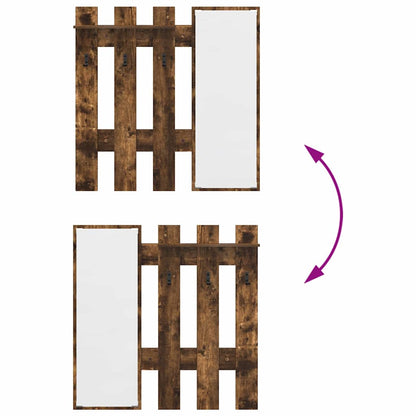 Appendiabiti a muro con specchio Rovere fumé 100 x 10 x 100 cm