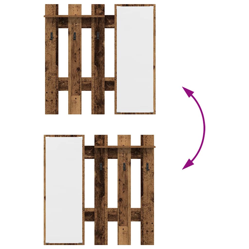 Appendiabiti a muro Legno vecchio 100 x 10 x 100 cm
