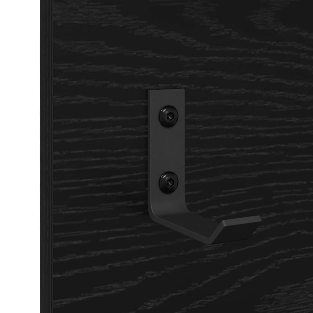 Appendiabiti a muro con lo scaffale Rovere nero 90 x 10 x 50 cm