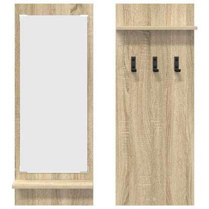 Appendiabiti a muro con specchio Rovere Sonoma 70 x 10 x 90 cm