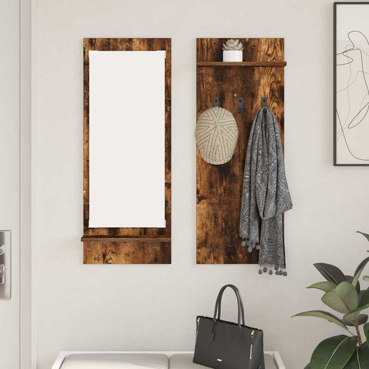 Appendiabiti a muro con lo scaffale Rovere fumé 70 x 10 x 90 cm