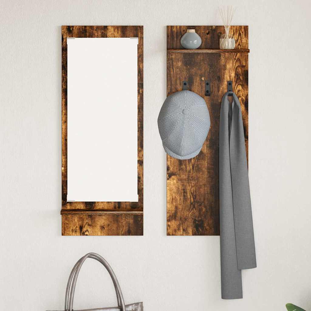 Appendiabiti a muro con lo scaffale Rovere fumo 70 x 10 x 90 cm