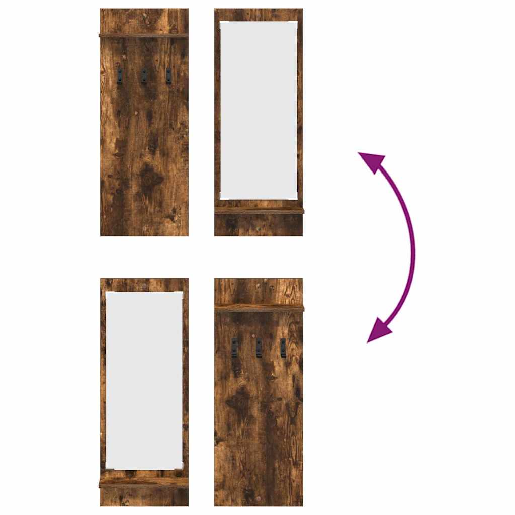 Appendiabiti a muro con lo scaffale Rovere fumo 70 x 10 x 90 cm