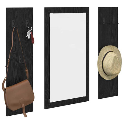 Appendiabiti a muro con specchio Rovere Nero 96 x 1,5 x 90 cm