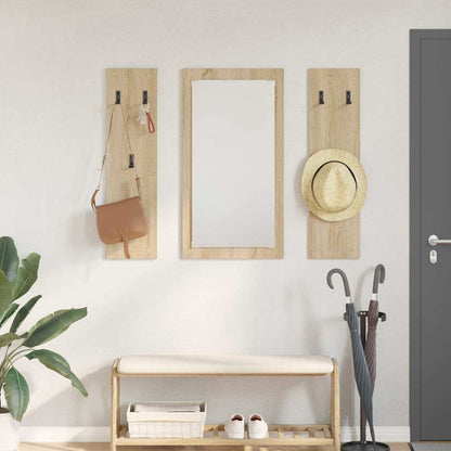Appendiabiti a muro con specchio rovere sonoma 96 x 1.5 x 90 cm