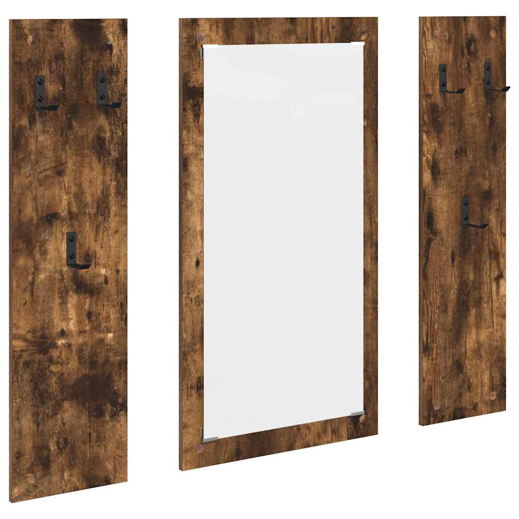 Appendiabiti a muro con specchio Rovere fumo 96 x 1.5 x 90 cm