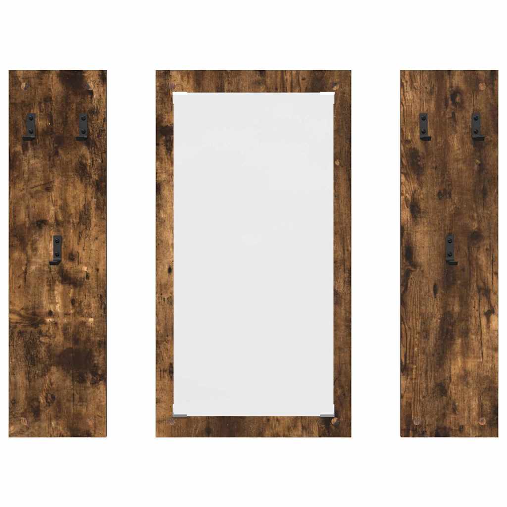 Appendiabiti a muro con specchio Rovere fumo 96 x 1.5 x 90 cm