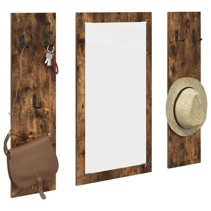 Appendiabiti a muro con specchio Rovere fumo 96 x 1.5 x 90 cm