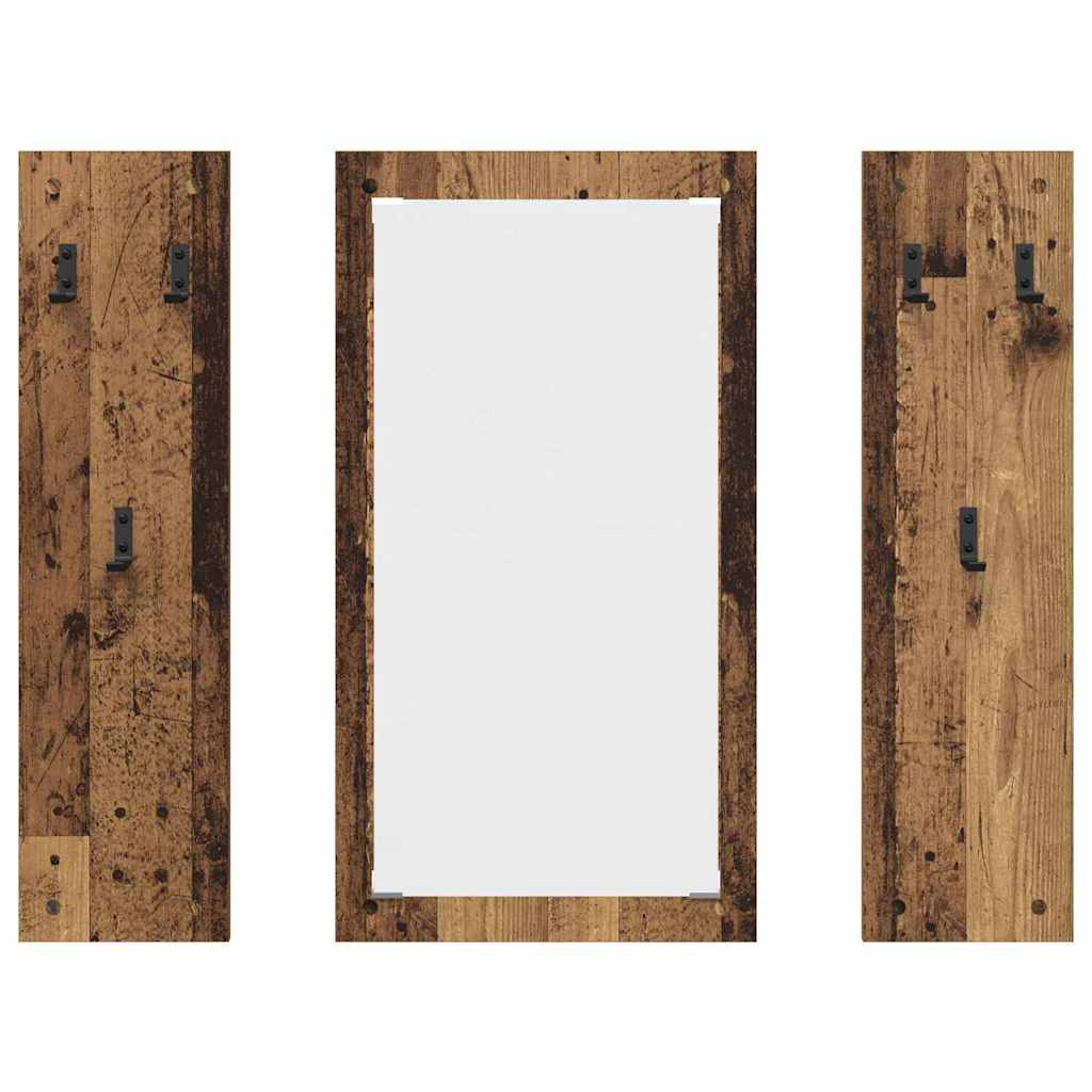 Appendiabiti a muro con specchio Legno vecchio 96 x 1,5 x 90 cm