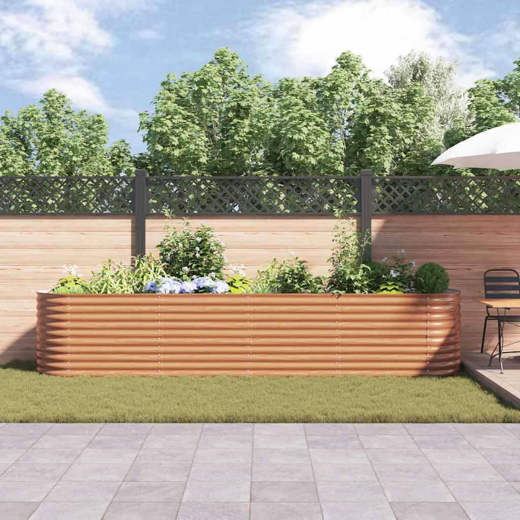 Letto rialzato da giardino Marrone 400 x 80 x 81 cm Acciaio