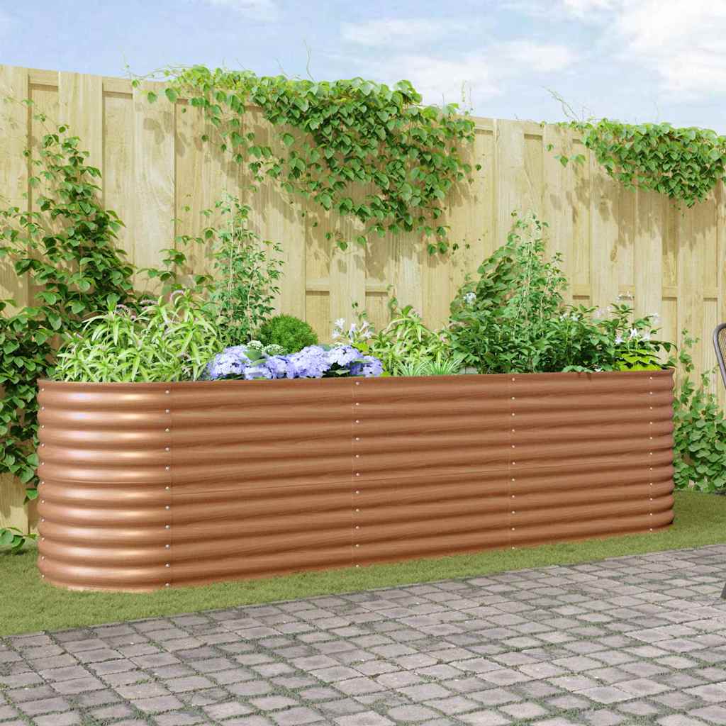 Letto rialzato da giardino Marrone 320 x 80 x 81 cm Acciaio