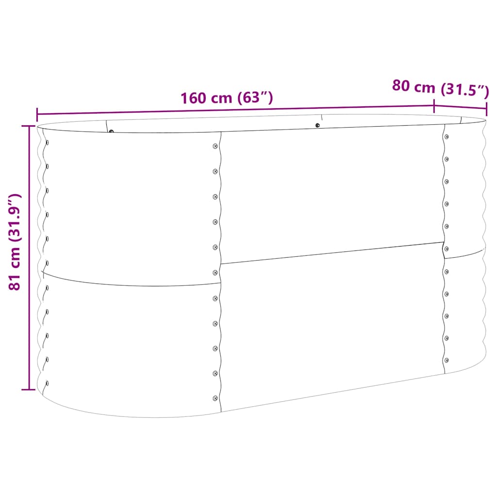 Letto rialzato da giardino Marrone 160 x 80 x 81 cm Acciaio