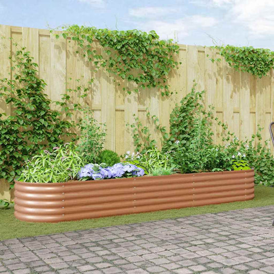 Letto rialzato da giardino Marrone 320 x 80 x 44 cm Acciaio
