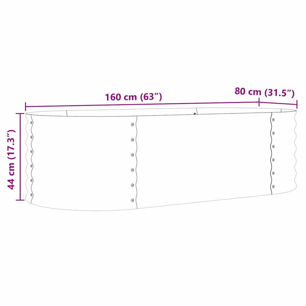 Letto rialzato da giardino Marrone 160 x 80 x 44 cm Acciaio