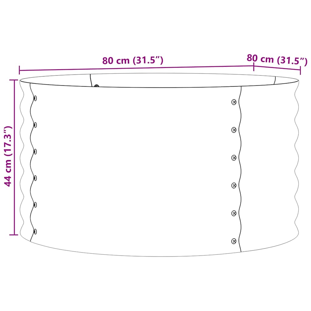Letto rialzato da giardino Marrone 80 x 80 x 44 cm Acciaio