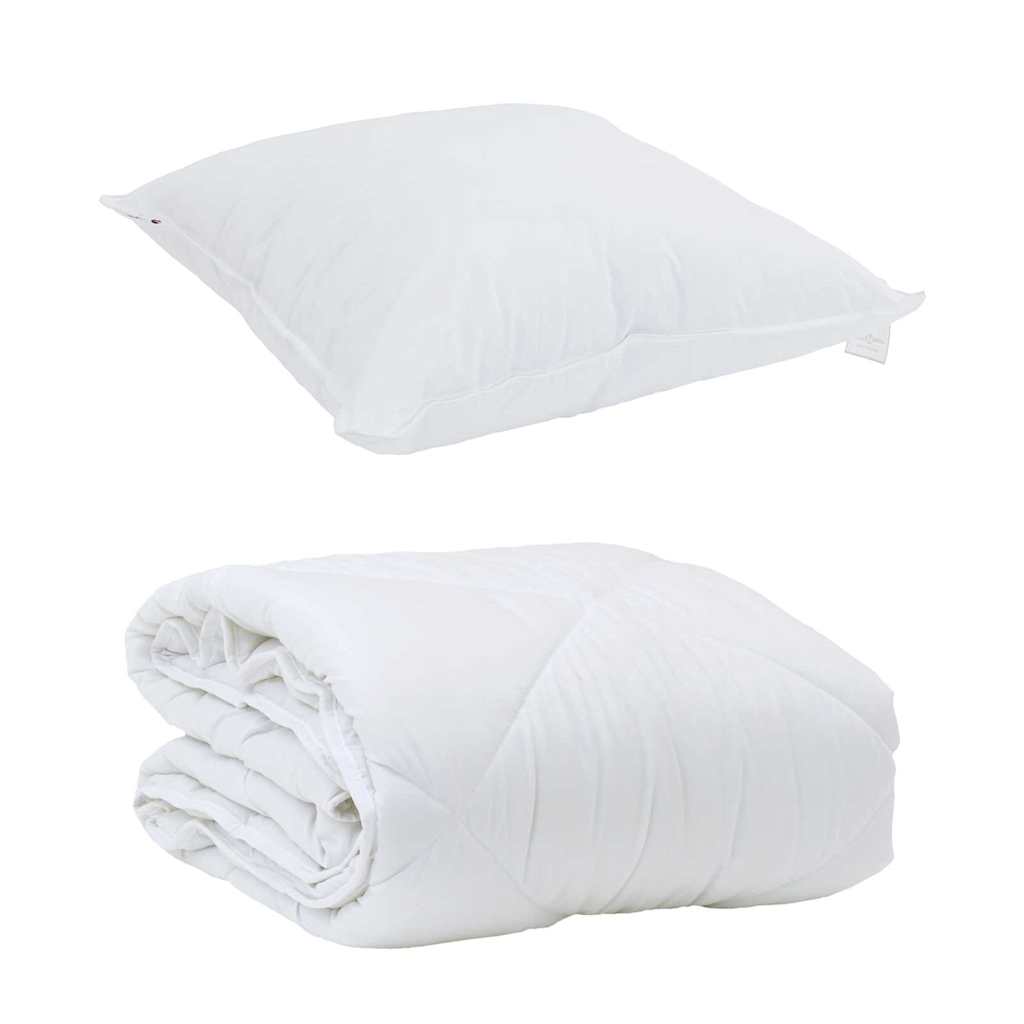 Duvet Estivo con cuscino 2 pcs Bianco Microfibra