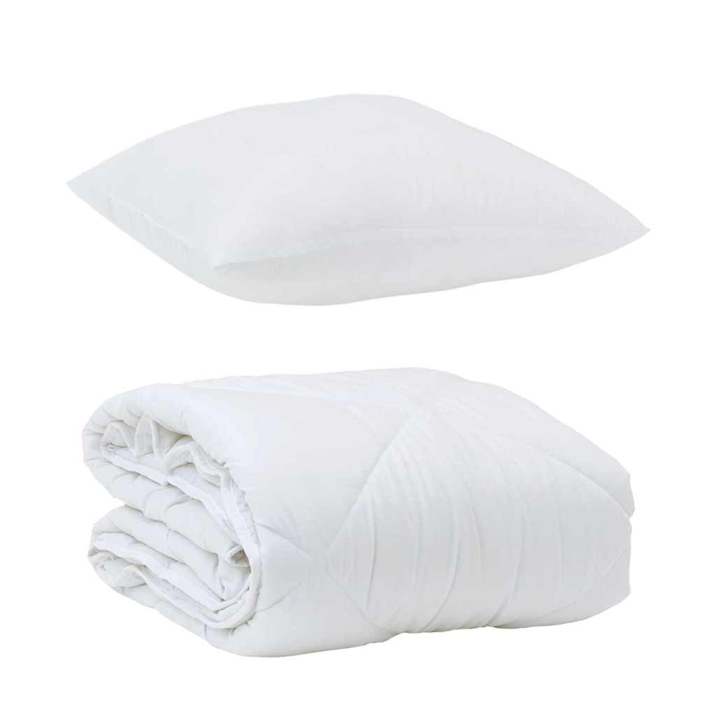 Duvet Estivo con cuscino 2 pcs Bianco Microfibra