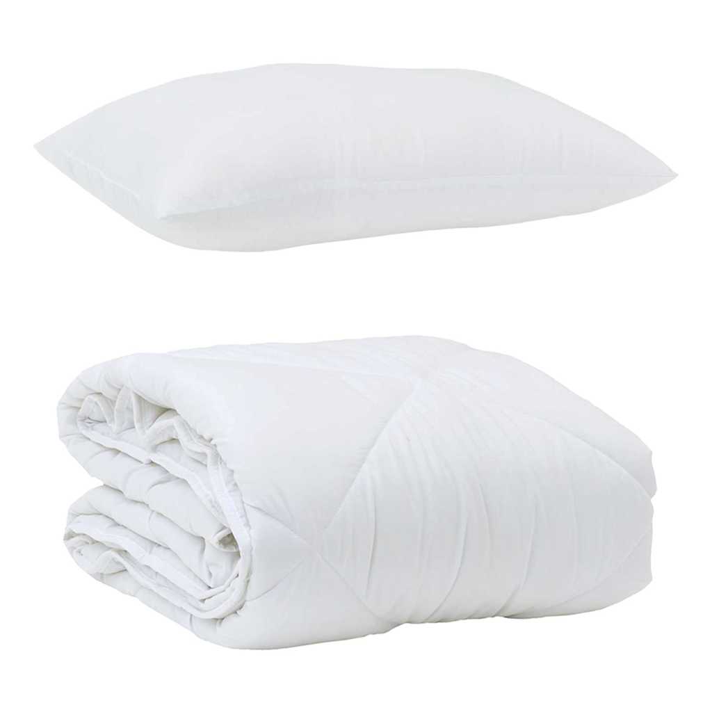 Duvet Estivo con cuscino 2 pcs Bianco Microfibra